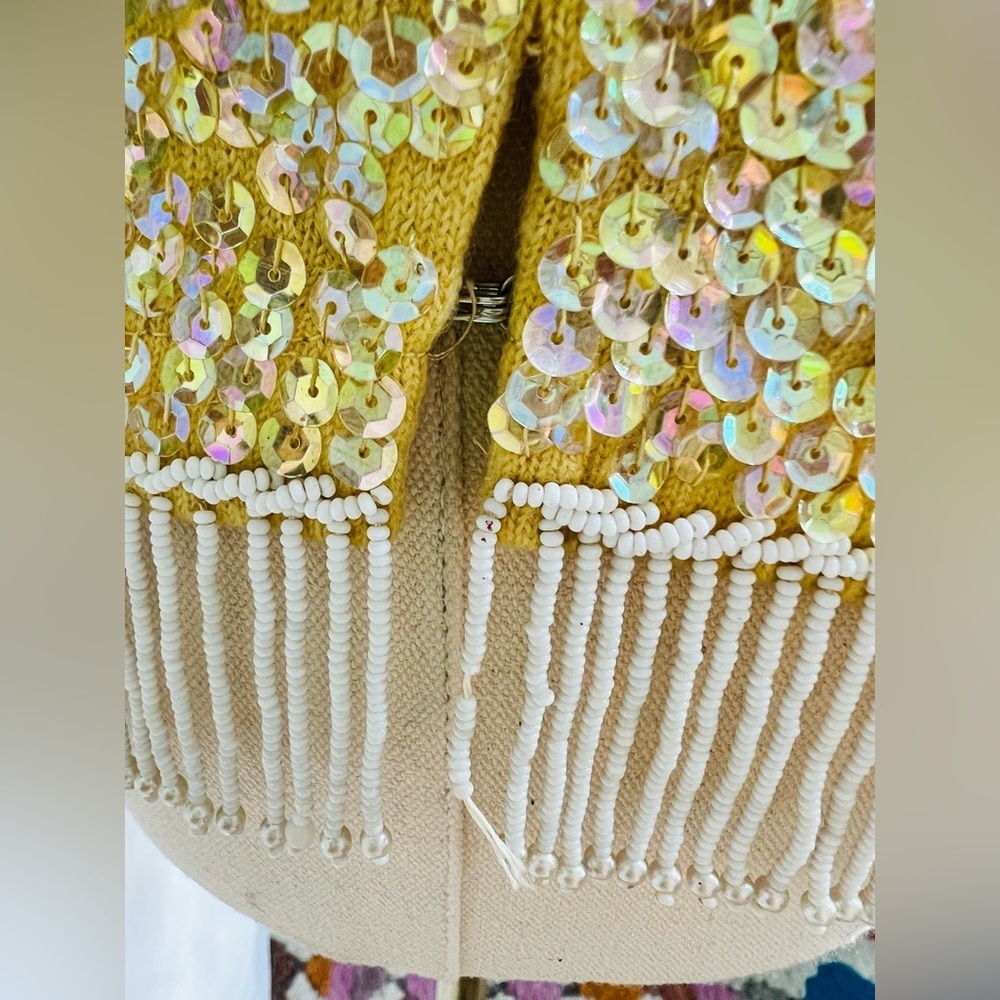 Vintage Stephen Chu Beaded Sweater Factory lined sequin sleeveless top lavish S - Picture 5 of 13